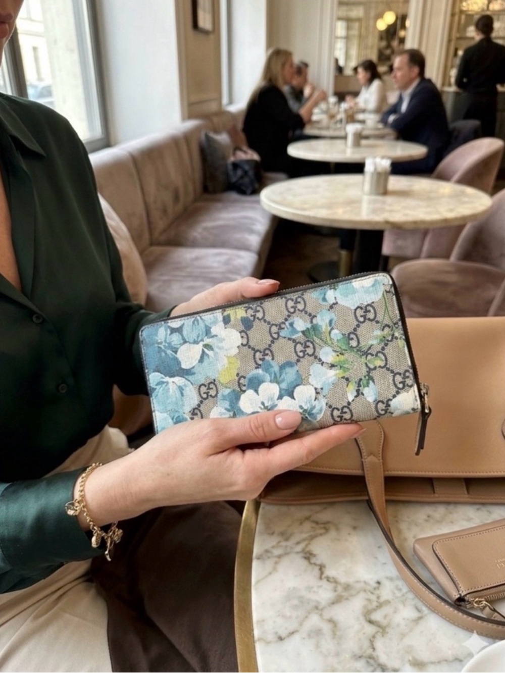Gucci Floral GG Zip-Around Wallet - Blue & Green Floral Women’s Wallet